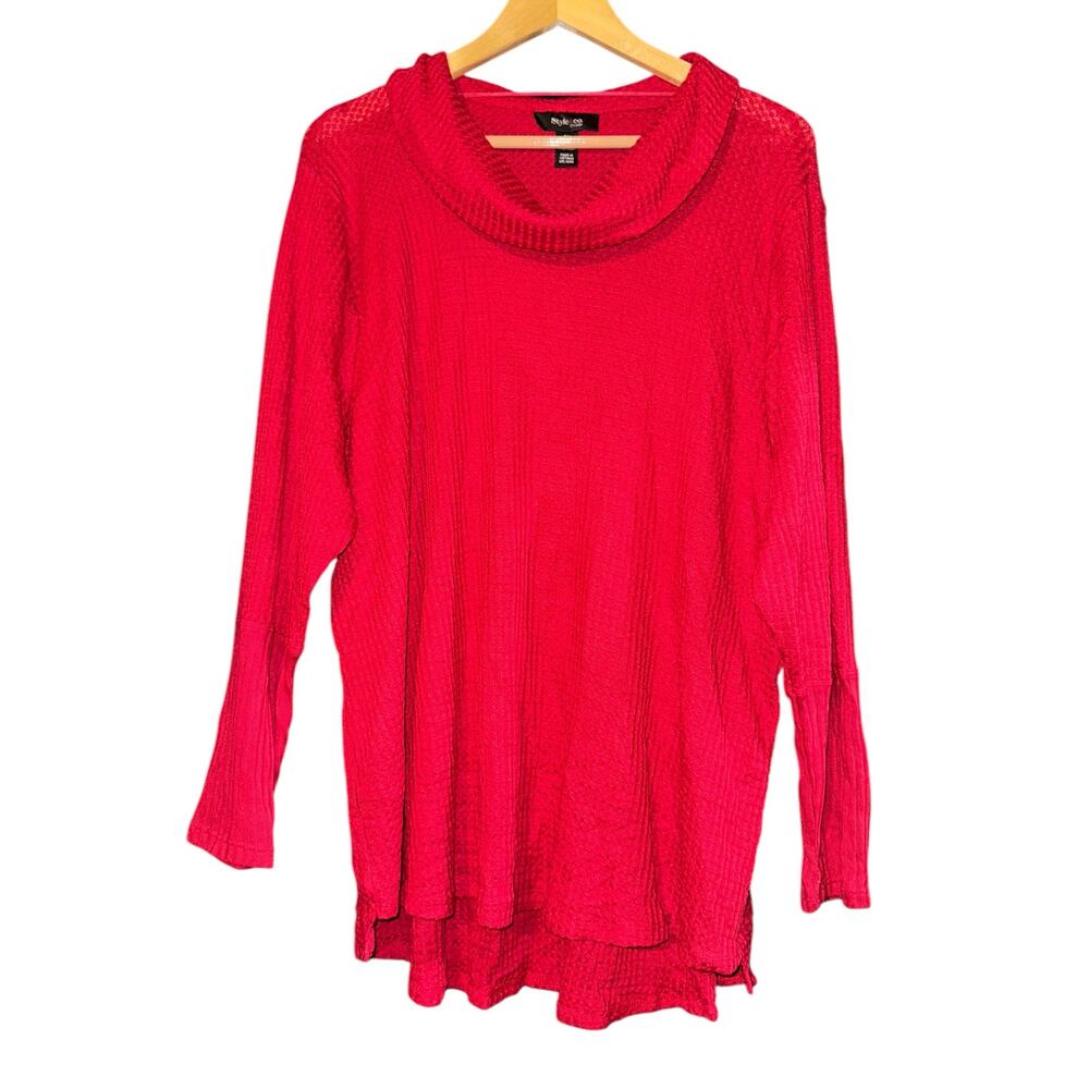 NWT Style & Co Cowl Neck Waffle Knit Sweater Womens 3X Stretch Lightweight Comfy